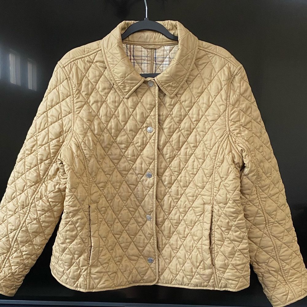 L.L. Bean Quilted Jacket Snap Up Camel Tan, Size L